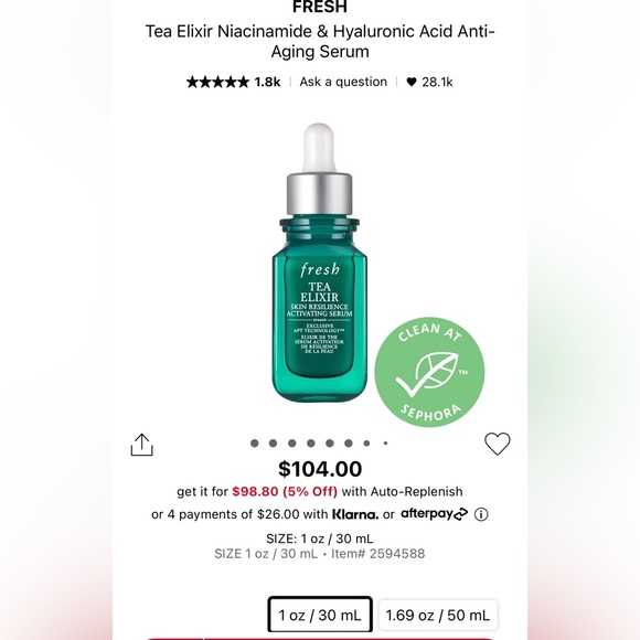 Fresh Tea Elixir Skin Resilience Activating Serum 28ml - Picture 2 of 2